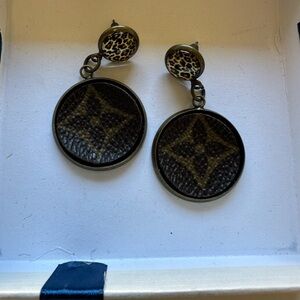 Upcycled leopard post earrings